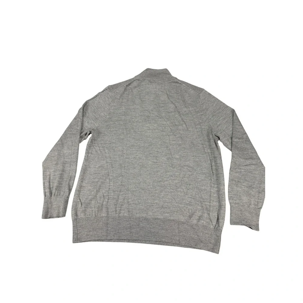 Banana Republic Mens XL Gray Merino Wool Blend Quarter Zip Sweater 980773